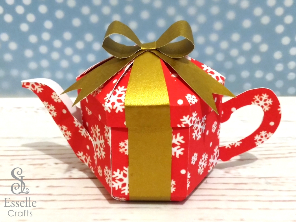Christmas Present Teapot Box by Esselle Crafts