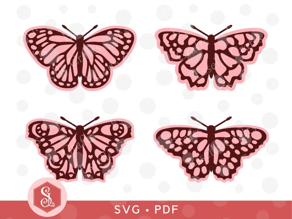 Set of 4 3D layered butterflies for paper crafts