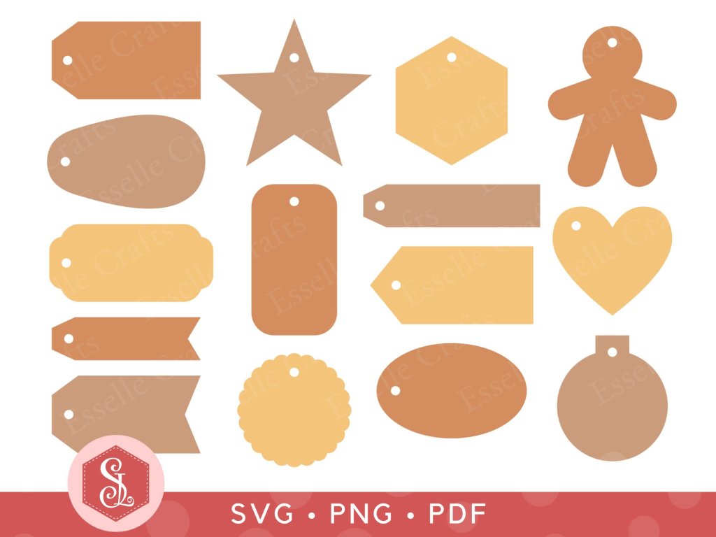 Set of 15 gift tag shapes by Esselle Crafts